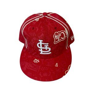 St Louis Cardinal New Era 59Fifty Red Ball Cap Size 7 3/8 Fitted Hat MLB